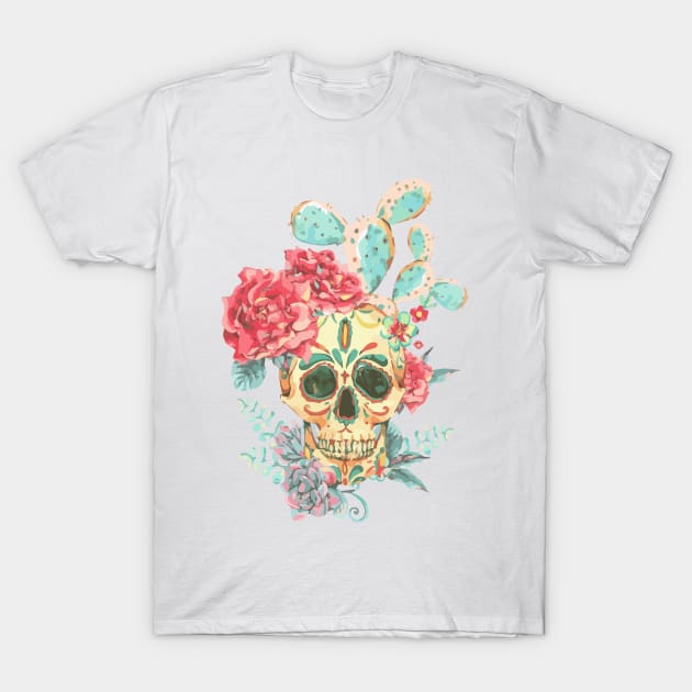 vintage skull roses cactus T-Shirt by Spring Moon